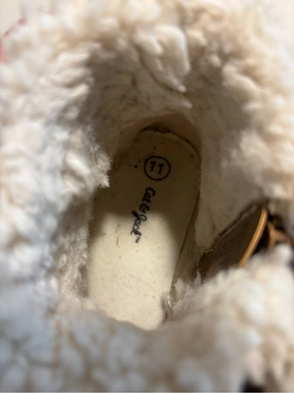 Cat & Jack Tan Faux-Shearling Kids Boot with Colorful Charm Accents